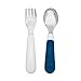 OXO Tot On-The-Go Fork/ Spoon Set With Carrying Case, White/Navy primary