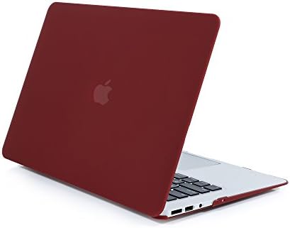 TJFEC Matte Soft Touch Rubber Coated Plastic Hard Case for Macbook Air 13 inch Model A1369 and A1466 - Wine Red
