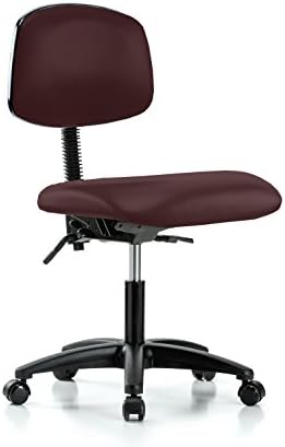 Perch Rolling Lab Chair Swivel Seat Adjustable Back Support for Lab Medical Office Kitchen or Garage 17" - 22" (Soft Floor Casters/Burgundy Fabric)