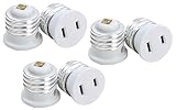 Harrier Lamp Socket to 2 Prong Outlet Adapter, White, 6 Pack