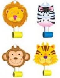 1x Pack of 6 Jungle / Safari Themed Children's Party Blowouts.