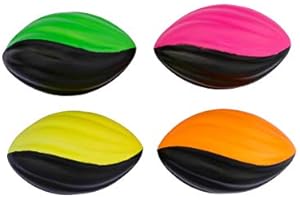 LMC Products Mini Footballs - 5” Spiral Foam Footballs - Small Footballs for Kids - Kids Football - Toddler Football 4 Pack (Green, Yellow, Orange, Pink)