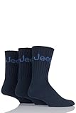 Mens 3 Pair Jeep Ribbed Cotton Boot Socks Navy 6-11 Mens