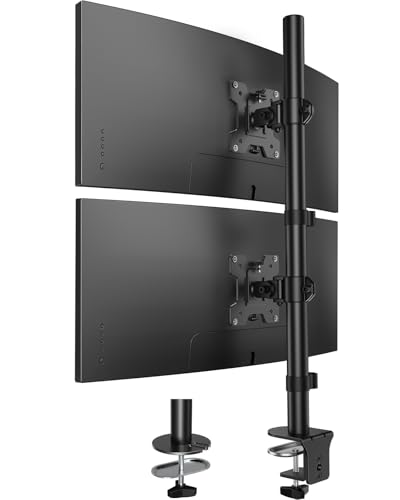 HUANUO vertikale Monitor Halterung 2 Monitore, stapelbare Monitor Halterung mit Höhenverstellung, Bildschirmhalterung 2 Monitore stützt Zwei 17 bis 32