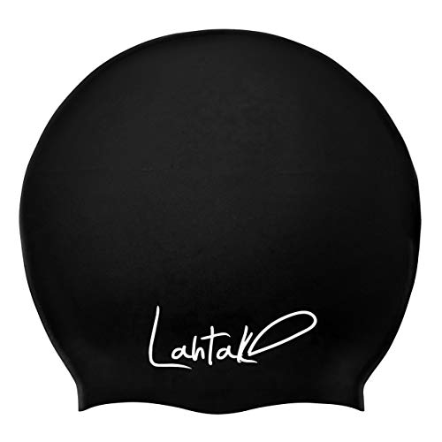 Swim Caps for Long Hair Kids - Swimming Cap for Girls Boys Kids Teens with Long Curly Hair Braids Dreadlocks - 100% Silicone Hypoallergenic Waterproof Swim Hat (Black, Medium)