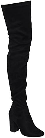 Women's Thigh High Boots Stretchy Snug Fit Chunky Block Heel Over The Knee Shoes, Color Black, Size:10