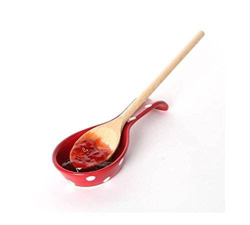 Dexam Polka Dot Large Spoon Rest, Claret Red