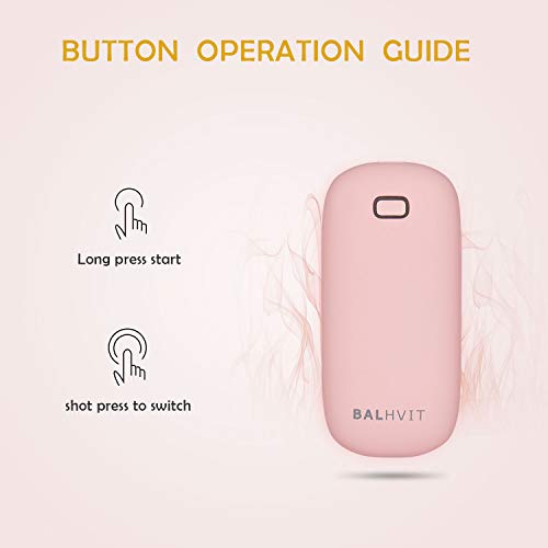 Balhvit Rechargeable Hand Warmer, 6400mAh Electric Hand Warmers Pocket Power Bank, Heat Therapy Hand Heater Charger, Reusable Handwarmers for Outdoor Sports, Winter Gifts for Women & Men (Pink)