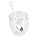 KUWAN 8.5 Ounce Glass Coffee Cup with Spoon Heart Shaped Strong Double Wall Insulated Borosilicate Thermo for Tea