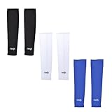 Cosmos ® 3 Pairs Assorted Color Uv Protection Cooler Arm Sleeves for Bike Cycling/Hiking/golf (Black, White, Blue)