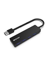 BYEASY - Puerto USB 3.0 de 4 puertos, ultra delgado, compatible con iMac Pro, MacBook Air, Mac Mini Pro, Surface Pro, ordenador portátil, ordenador portátil, unidades flash USB y disco duro móvil (piel), color negro