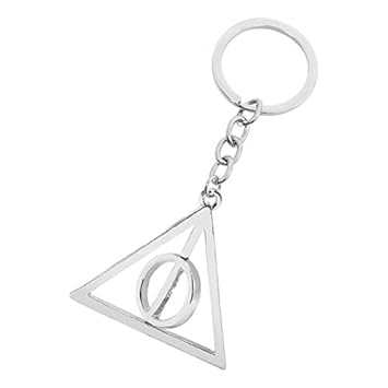 Aai Harry Potter Deathly Hallows Logo Metal Key Ring Chain Keychain (Silver)