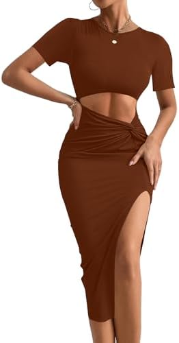 Amazon.com: Forever 21 Cami Midi Bodycon Dress Brown Small : Clothing,  Shoes & Jewelry