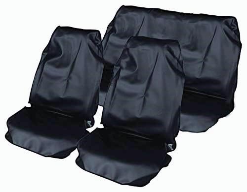 AUTO HIGH Waterproof Car Seat Covers Full Set - Nylon Auto Interior Accessories Front & Rear Seat Protector - Universal Seat Cover for Most Car, Van, SUV, Truck - Black