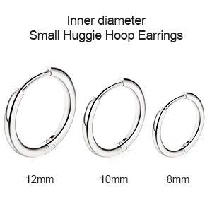 UHIBROS Small Hoop Earrings Set- Cartilage Earring Hypoallergenic Hoop Earrings or Women Men Girls Surgical Steel Huggie Hoop Earrings 3 Pairs (8mm/10mm/12mm) (3 Pairs (8-10-12mm)-Silver)
