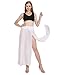 JAKY Womens Sheer Sarong Side Slit Beach Skirt Swimsuit Cover Ups Swimwear(White M)