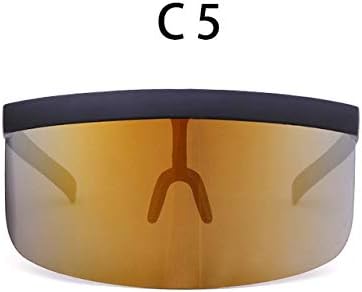AJIAO Sunglasses Oversize Shield Visor Sunglasses Women Flat Top Mask Mirrored Shades Men Windproof Eyewear