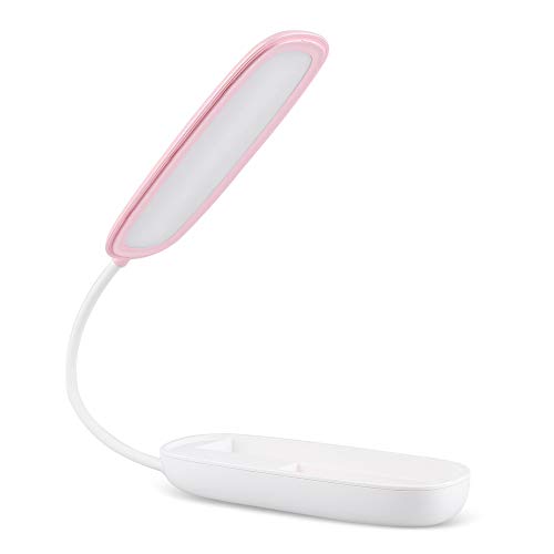 Led Desk Lamp Multi-Function As Pencil Case and Mobile Phone Holder, Soft and Eye-Protecting, Three-Speed Adjustable Light Table Lamp(Pink)