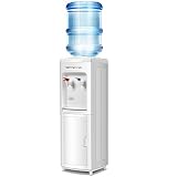 Giantex Top Loading Water Cooler Dispenser 5 Gallon Normal Temperature Water And Hot Bottle Load Electric Primo Home with Storage Cabinet, White
