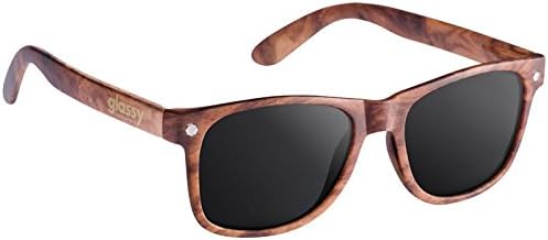 Glassy Leonard Rectangle Wood Frame Sunglasses with UV Protection