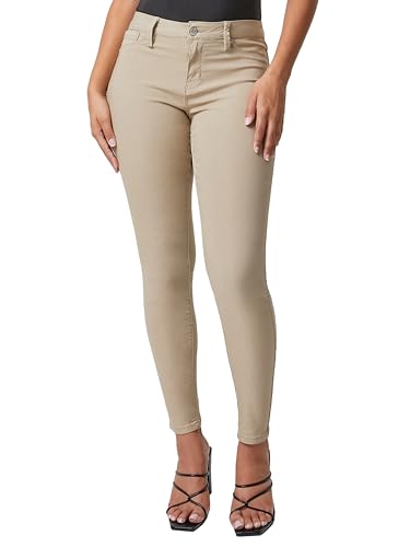 YMI Women's Hyperstretch Mid-Rise Skinny Jeans, Taupe, 2X
