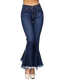 Pantalones acampanados con cintura alta y campana acampanada para dama Pantalones acampanados con flecos Capri