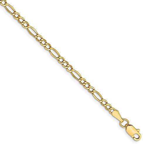 14K Yellow Gold 2.50mm Figaro Chain 