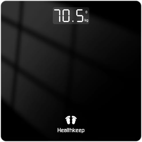 Báscula de baño digital con pantalla LED, Balanza de precisión para peso corporal, Máximo 180kg, Step-on Technology, Diseño fino, Negro
