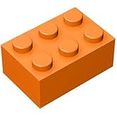 Classic Bulk Brick Block 2x3, 100 Piece Orange Brick 2x3,Compatible with Lego Parts and Pieces 3002, Creative Play Set - Compatible with Major Brands(Colour:Orange)
