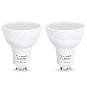 Techgomade GU10 Dusk to Dawn Led-Lampen, Lichtsensorlampen, 5W, 40W Halogeenlamp Equivalent, 380 Lumen, Warm Wit 3000K…