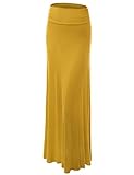 LE3NO Womens Floor Length Maxi Skirt with Stretch