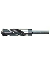 Drillco 1000E Series broca de acero con cuerpo reducido de alta velocidad, acabado negro óxido (brillante) sin recubierta, vástagos redondos con flauta espiral de 118 grados en punto convencional, 1