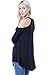Made In USA High Neck Cold Shoulder Long Sleeves Relaxed Fit Flare Tunic Top,Black,Medium