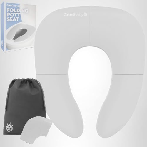 Jool Baby Folding Travel Potty Training Seat for Toddlers, Fits Round & Oval Toilets, Non-Slip Suction Cups, Includes Free Travel Bag (Gray)