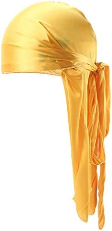 Unisex Deluxe Silky Durag Extra Long-Tail Headwraps Pirate Cap 360 Waves Du-RAG