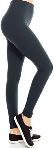 KOMPA Soft Spandex Full Length Black and Color High Waisted Leggings For Women (Small-Medium, Charcoal)