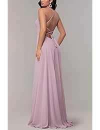 Vestido largo de gasa para dama de honor con bolsillos