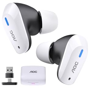AOC ACT3512 ゲーミングイヤホン ワイヤレス Bluetoothと2.4G 2台同時無線接続/AIチューニング ホワイト