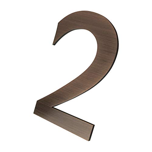 4 Inch Self Adhesive Stainless Steel Metal House Address Number 2 Sticker for Home Door - Bronze by CANDIKO