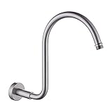 KES BRASS S Shaped Shower Arm with Flange 13.8-Inch Reach Bathroom Showering System Replacement Part Updated Threads 1/2 NPT, Brushed Nickel, PSAUS12-2