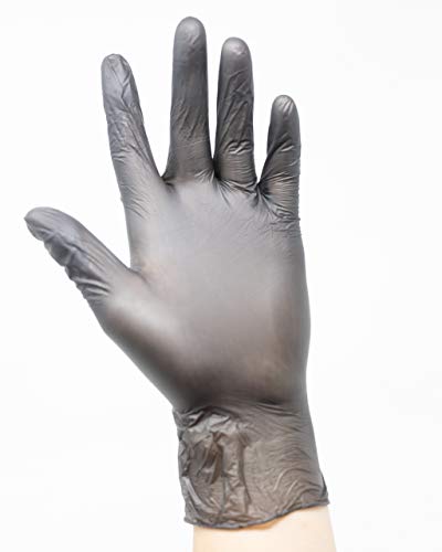 EDI Black Powder Free Vinyl Disposable Plastic Gloves [100 Pack] - Large - Thumbnail 2