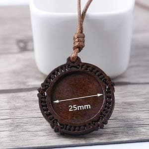 Best Quality - Jewelry Findings & Components - 5pcs 25mm Round Wood cabochon Blanks DIY Blank Cameo Pendant Base Setting Trays with Leather Cord for Jewelry Making - by Osaro Shop - 1 PCs