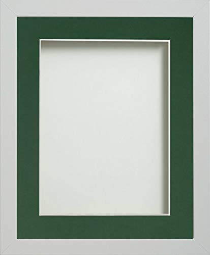 Frame Company Allington White 12x10 inch Frame With Bottle Green Mount For Image 10x8 inch *Choice of sizes* Fitted with Real Glass