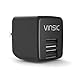 Vinsic 2.4A USB Charger 12W Dual USB Wall Charger for iPhone 5 5s 5c, iPad, samsung galaxy, and Android or USB Devices (Black)