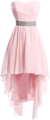 Chengzhong Sun Women High Low Lace Up Prom Party Homecoming Dresses (2, Pink )