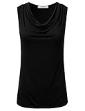 NINEXIS Women's Basic Solid Draped Cowl-Neck & V-neck Sleeveless Top (S-3XL)