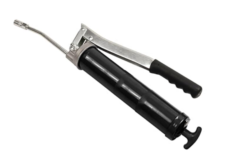 Europe's #1 Heavy Duty Lever Action Grease Gun With 6" Rigid Extension and 4 Jaw Coupler With Ball Check