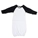 Laughing Giraffe Raglan Baseball Baby Gown with Foldover Mittens (White/Black),0 - 6 Months