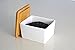 Birsppy Dash of Bleu Countertop Ceramic Salt Box with Bamboo Lid-L8