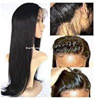 [April Lace Wigs]360 Silk straight human hair wig Pre Plucked Bleached Knots Brazilian virgin 180% density with baby hair natural hairline (22 inches)